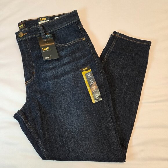 LEE Women's Legendary Mid Rise Skinny Jean Sz 16 Short  Dark Strides - Picture 6 of 12